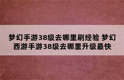 梦幻手游38级去哪里刷经验 梦幻西游手游38级去哪里升级最快